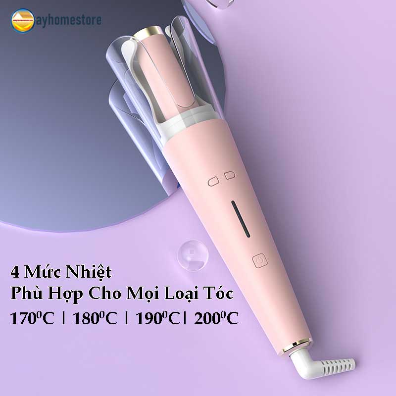 Máy Uốn Tóc Xoăn Xoay Tự Động 2 Chiều 360 độ Tạo Ion Âm 1000W Làm Xoăn Nhanh 10s Điều Chỉnh 4 Mức Nhiệt Cao Cấp MH 918