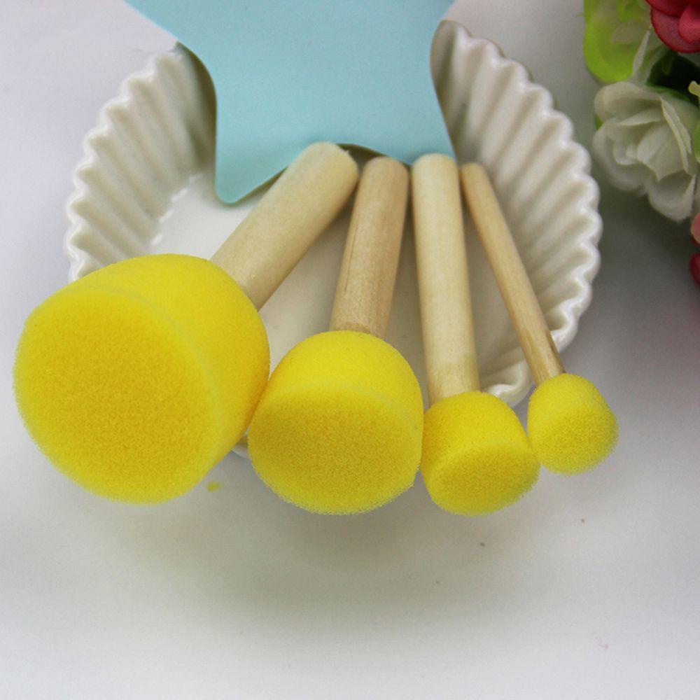 LAKAMIER Set 4 Cọ Xốp Cán Gỗ Đồ Chơi Cho Bé
