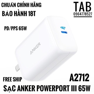 Sạc Anker PowerPort 3 65w Pod PD/PPS - A2712 (Bảo Hành 18T)