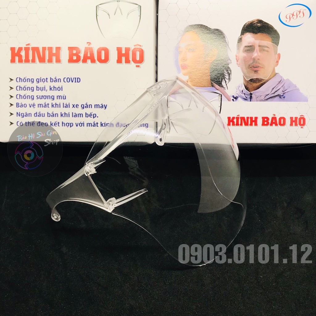 Kính bảo hộ chống giọt bắn chính hãng PPT, Tấm chắn face shield chống dịch