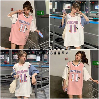 Áo Thun Tay Lỡ form thụng Unisex, Áo phông phối màu UNELUID số 11 Trắng Hồng Tanktop