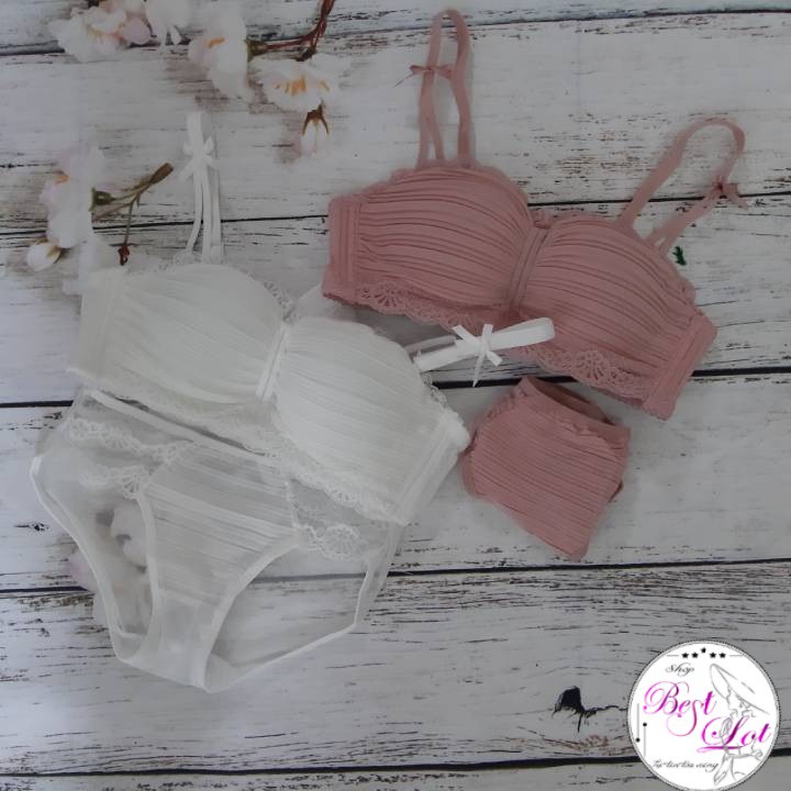 Bộ Đồ Lót Không Gọng Cúp Ngang Nhún Ren Siêu Yêu | BigBuy360 - bigbuy360.vn