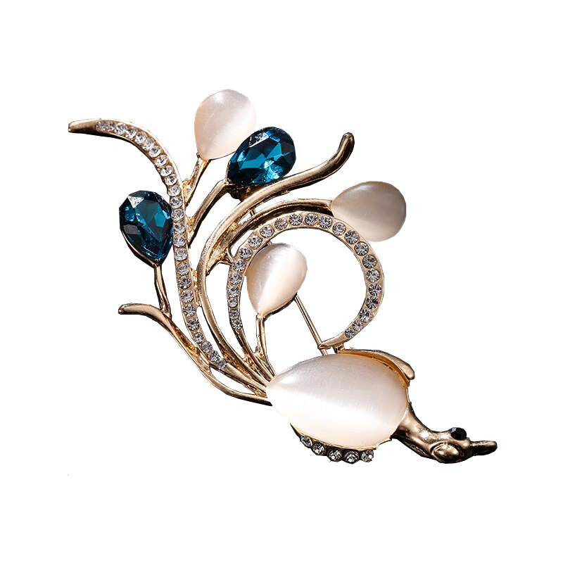 Trâm cài áo hình chim phượng hoàng đính đá opal thời trang