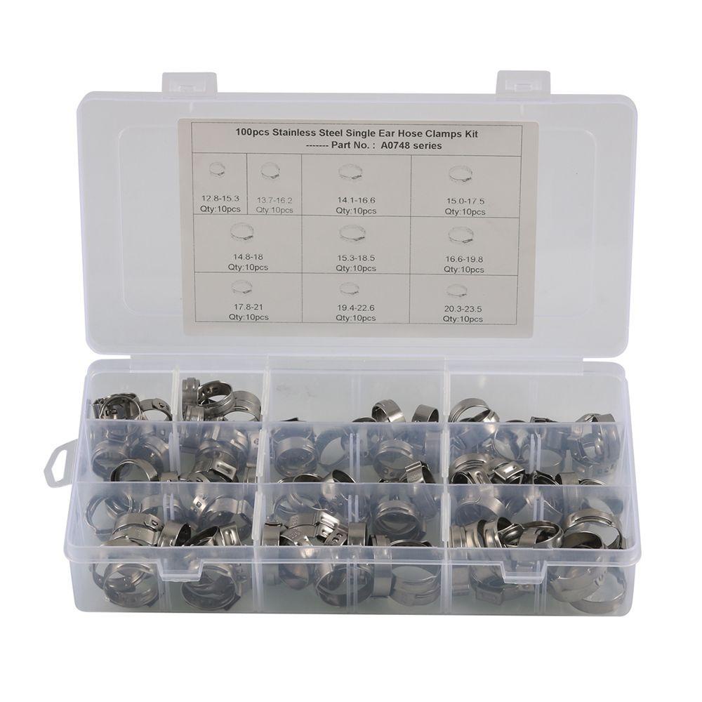 Hộp 100 Kẹp Ống Bằng Thép Không Gỉ 12.5-23.5mm