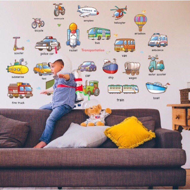 Tranh dán chi tiết, decal dán tường sẵn keo Ô tô HM92024