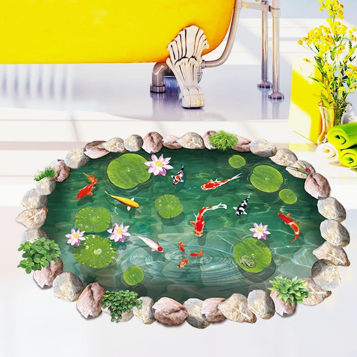 Decal dán tường Hồ cá 3D