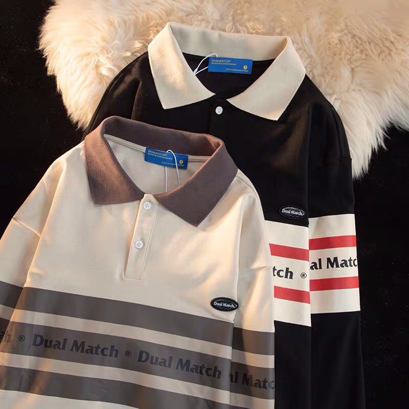 Áo Polo Phối Dual Match [FREESHIP]Áo Polo form rộng Ulzzang