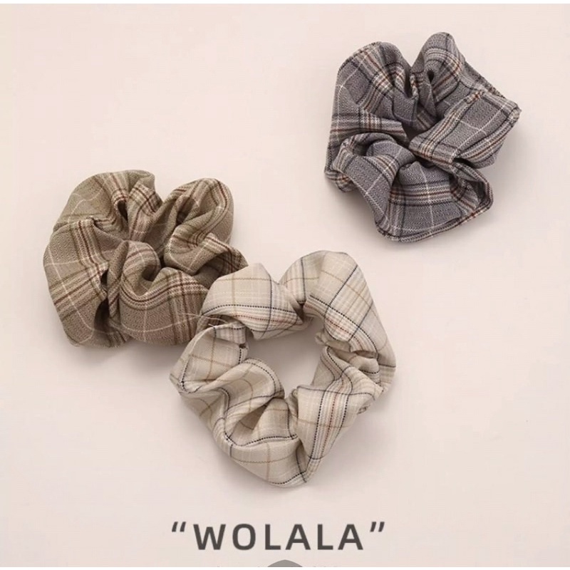 Dây buộc tóc ruột gà kẻ caro phong cách Hàn Quốc Plantnery