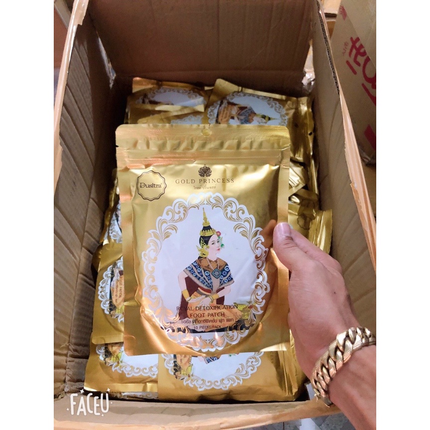 Miếng dán thải độc bàn chân 10 miếng Gold Princess Thái lan