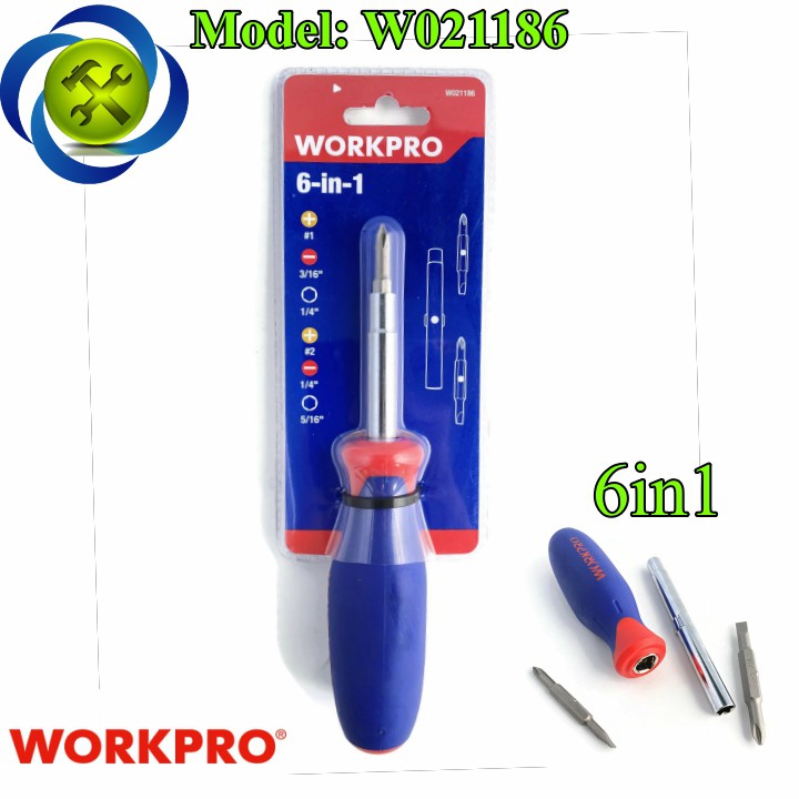 Tua vít đổi đầu Workpro W021186 6 trong 1
