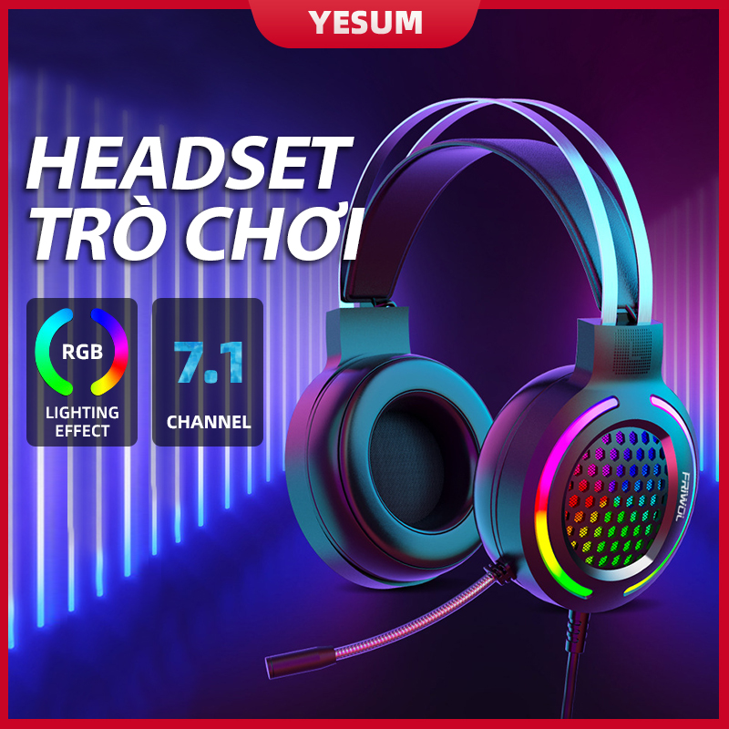 【Tai nghe lớp học trực tuyến】 Tai nghe Tai nghe RGB thở nhẹ tai nghe chơi game Microphone HD siêu trầm Tai nghe khử tiếng ồn