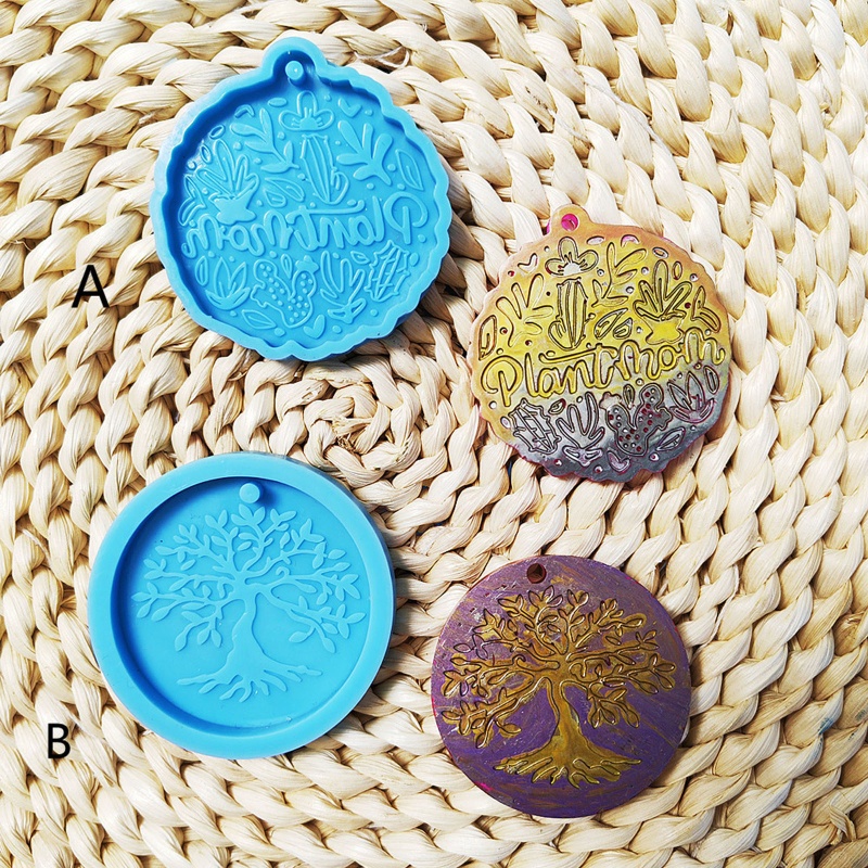 Sa Khuôn Silicone Làm Móc Khóa Nhựa Resin Hình Tròn DIY