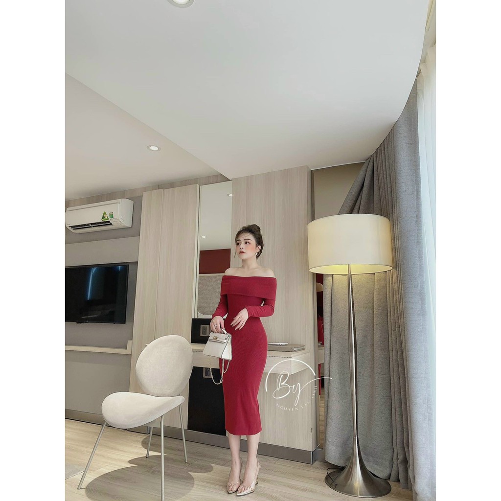 [MẪU MỚI] Đầm Body Trễ Vai Tay Dài Thun Gân Thích Hợp Mặc Đi Tiệc Đi Làm Đi Chơi Phù Hợp Với Mọi Phong Cách | BigBuy360 - bigbuy360.vn
