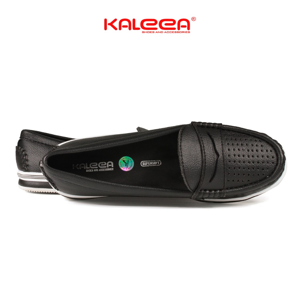 Giày Bệt Nữ Mũi Tròn Moca - KALEEA Đế Bằng Dày 2.5cm Trống Trơn Trượt Mũi Đục Lỗ Lazer - K498 | BigBuy360 - bigbuy360.vn