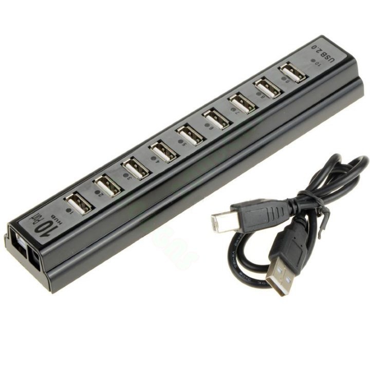 BỘ CHIA CỔNG USB - HUB USB 10 CỔNG CHUẨN 2.0 HỖ TRỢ NGUỒN NGOÀI