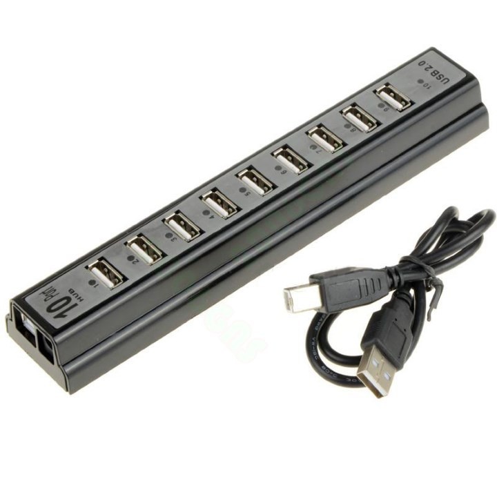 Bộ Chia Cổng Usb - Hub Usb 10 Cổng Chuẩn 2.0 Hỗ Trợ Nguồn Ngoài