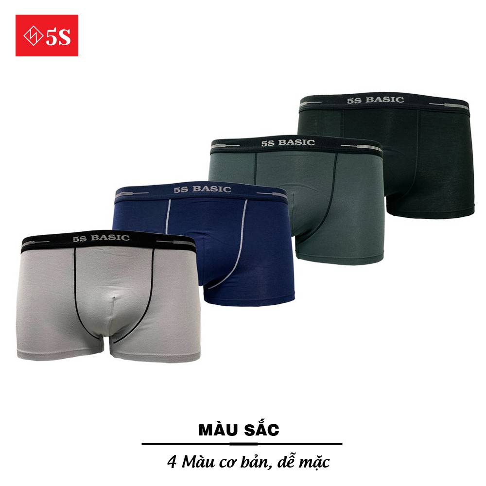 Quần Lót Nam Boxer 5S Chất BamBoo Sợi Tre Cao Cấp, Mặt Vải Mềm Mịn, Co Giãn, Kháng Khuẩn Cực Tốt.