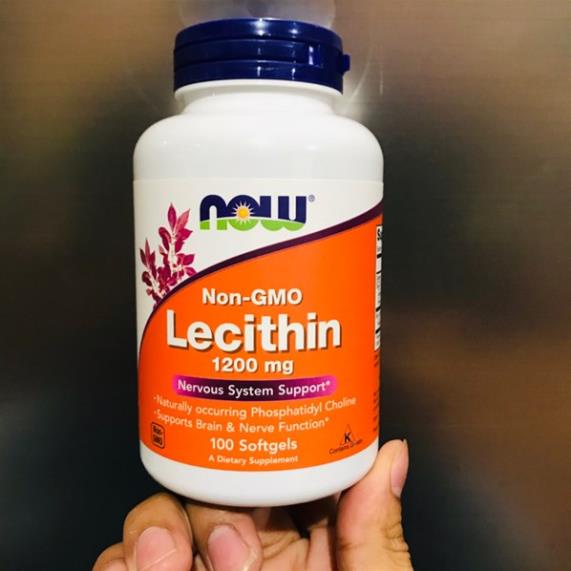 Viên Chống Tắc Tia Sữa Now Lecithin 1200mg Hạ Cholesterol Xấu Mầm Đậu Nành - USA (100 Viên)