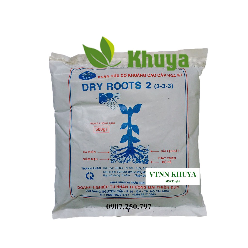 Phân bón hữu cơ cao cấp Dry Roots 2 Dạng hạt 500gr