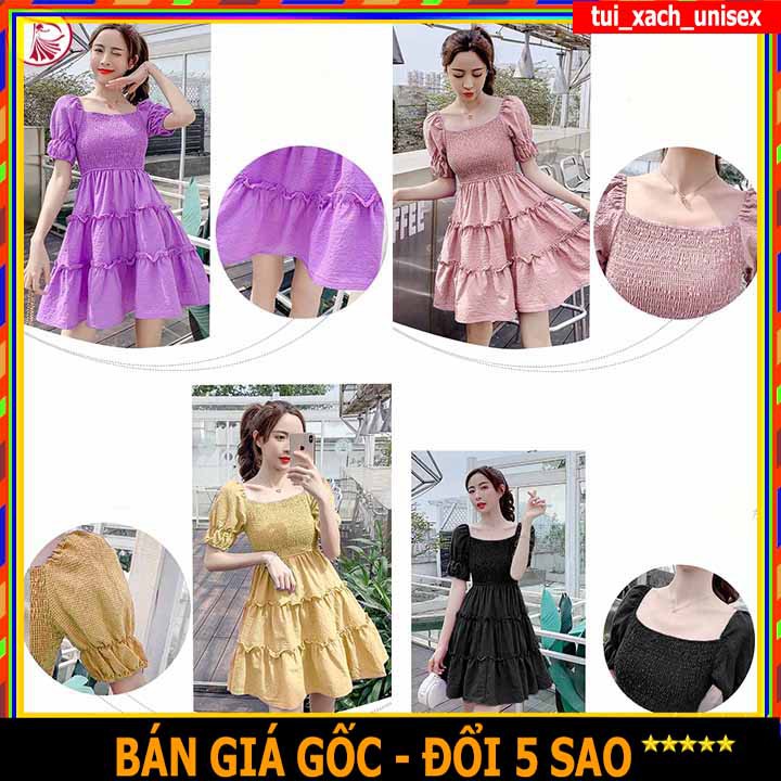 ❤️ GIÁ SỈ ❤️ Đầm Váy Nữ Lụa Thại Dập Ly Nhúm Ngực, Tay Phồng Dự Tiệc , Màu Sắc Thanh Lịch Thời Trang Nữ Năng Động