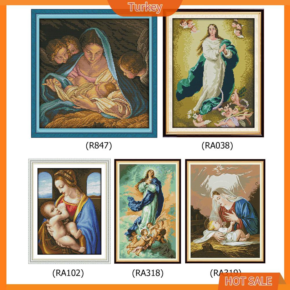 Bộ Tranh Thêu Chữ Thập Hình Đức Mẹ Maria 14ct