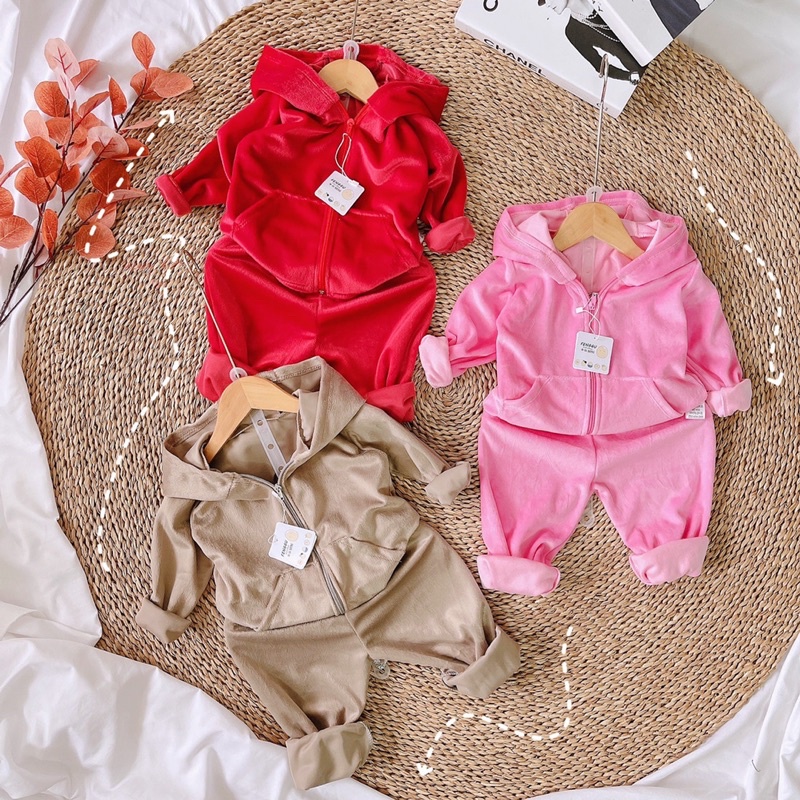 Bộ nỉ nhung lông siêu ấm cho bé trai, bé gái K005