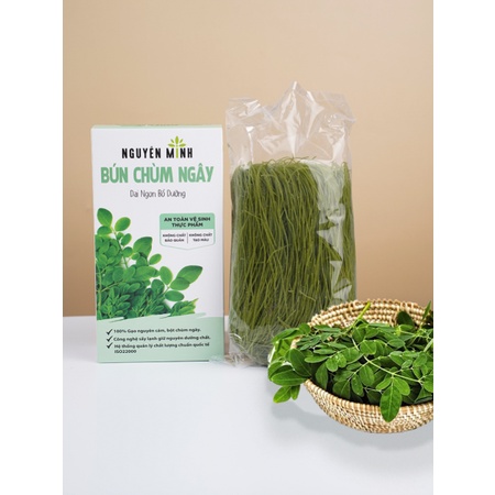 Bún rau củ Chùm Ngây Nguyên Minh - [Hộp 350gr] Dai Ngon Bổ Dưỡng, 90% gạo nguyên cám, không chất bảo quản.