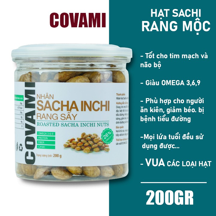 Hạt dinh dưỡng sachi inchi đã tách vỏ nhân rang muối thương hiệu COVAMI 200GR