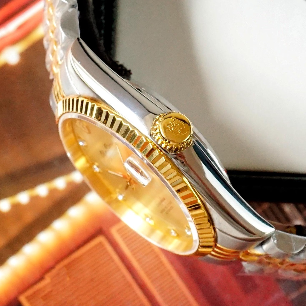 Đồng hồ nam dây kim loại mặt kính sapphire automatic Olym Pianus OP89322 OP89322AGSK vàng