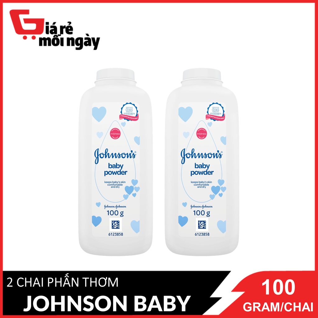 Combo 2 PHẤN THƠM Johnson Baby (Trắng) 100g / Chai x2