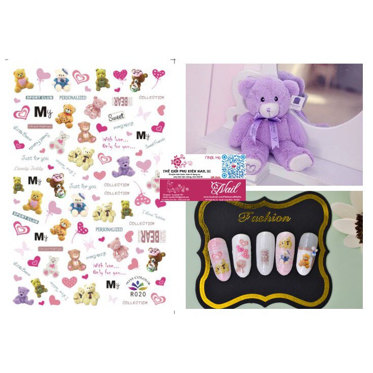 Nail Sticker TEDDY Hoạt Hình Đẹp Ngộ Nghĩnh - Dán Móng Tay Đáng Yêu