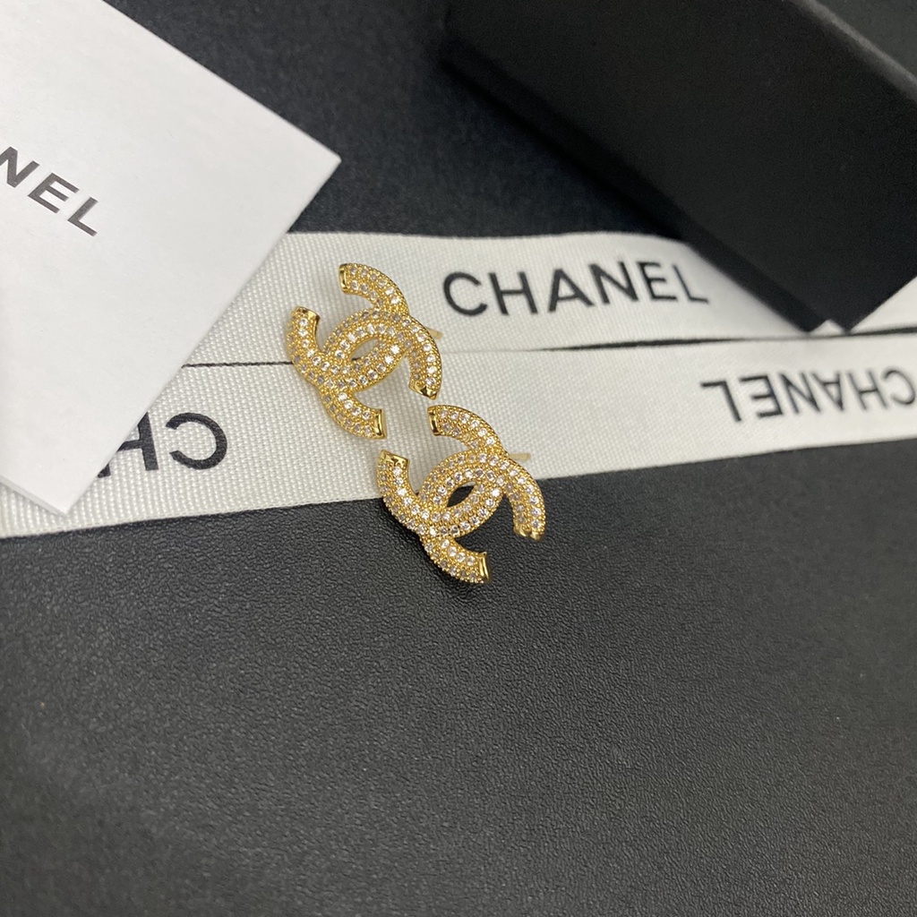 Bông Tai Hình Chữ C Đính Kim Cương Giả Mạ Vàng Thời Trang Dành Cho Nữ 2022