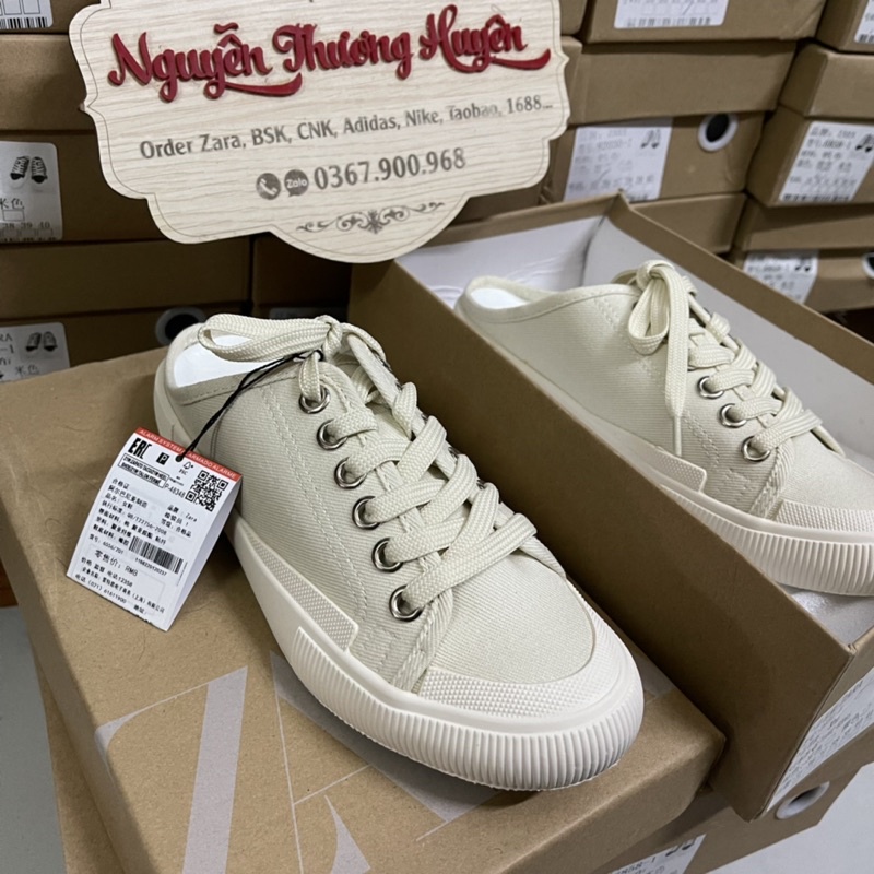 Giày sục thể thao sneakers ZR xuất trơn basic, giầy thể thao canvas Full box MS-6858