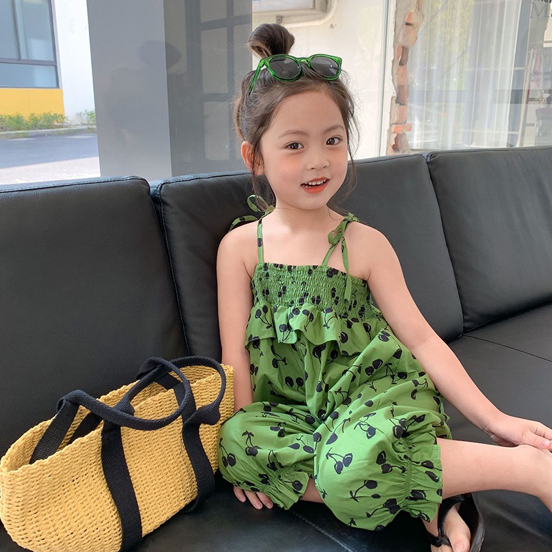 Jumpsuit Hai Dây Họa Tiết Trái Cây Phong Cách Hàn Quốc Cho Bé Gái