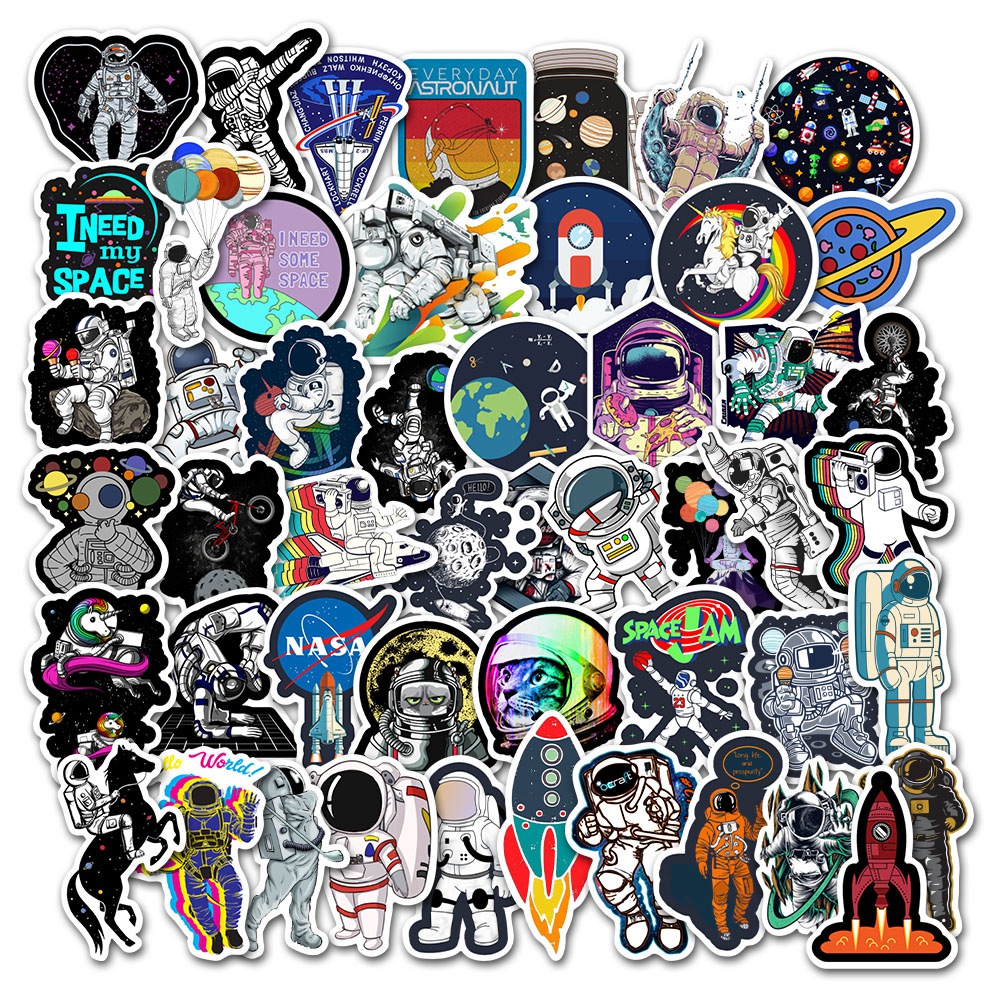 Bộ 50 miếng dán trang trí in họa tiết người ngoài hành tinh độc đáo