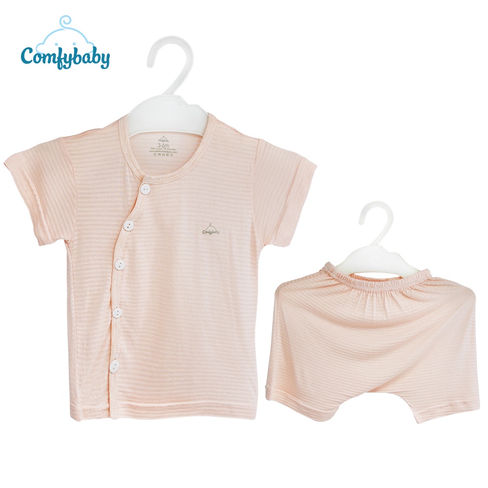 NEW - Bộ quần áo cộc cho bé 100% Cotton Lụa – Comfybaby Siêu nhẹ - thoáng mát QACF22042021 size 3-12 tháng