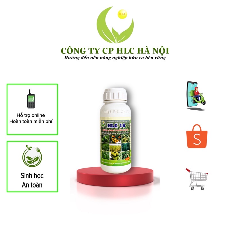 PHÂN BÓN HỮU CƠ CAO CẤP HLC 16 - PHÂN BÓN LÁ KÍCH MẦM KÍCH CHỒI DƯỠNG TRÁI CHO CÂY ĂN QUẢ, HOA, CÂY CẢNH, RAU MÀU- 500ML