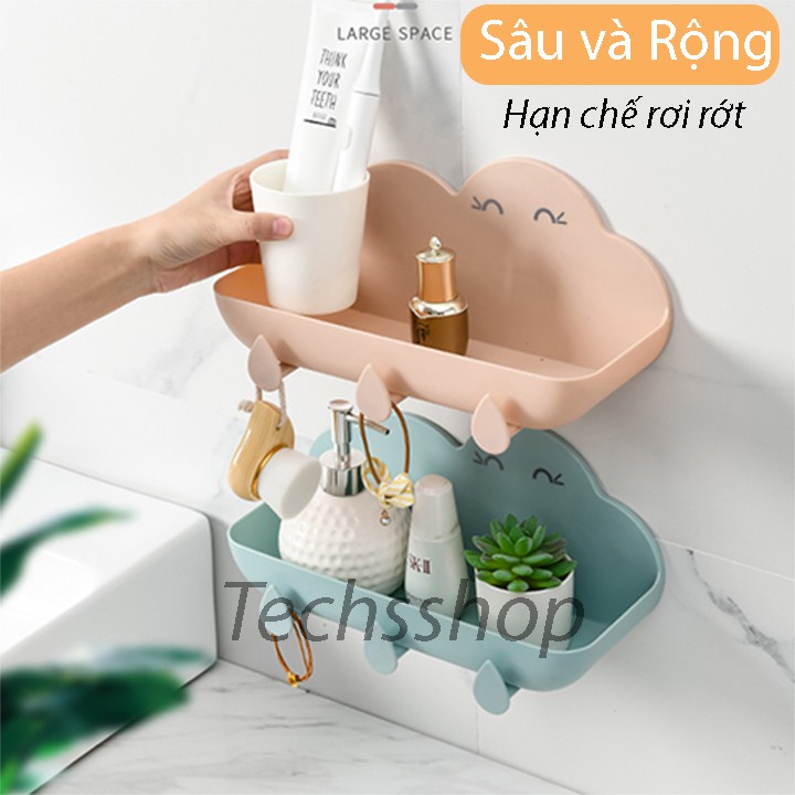 Kệ Nhà Tắm Dán Tường Hình Đám Mây Kèm 3 Móc