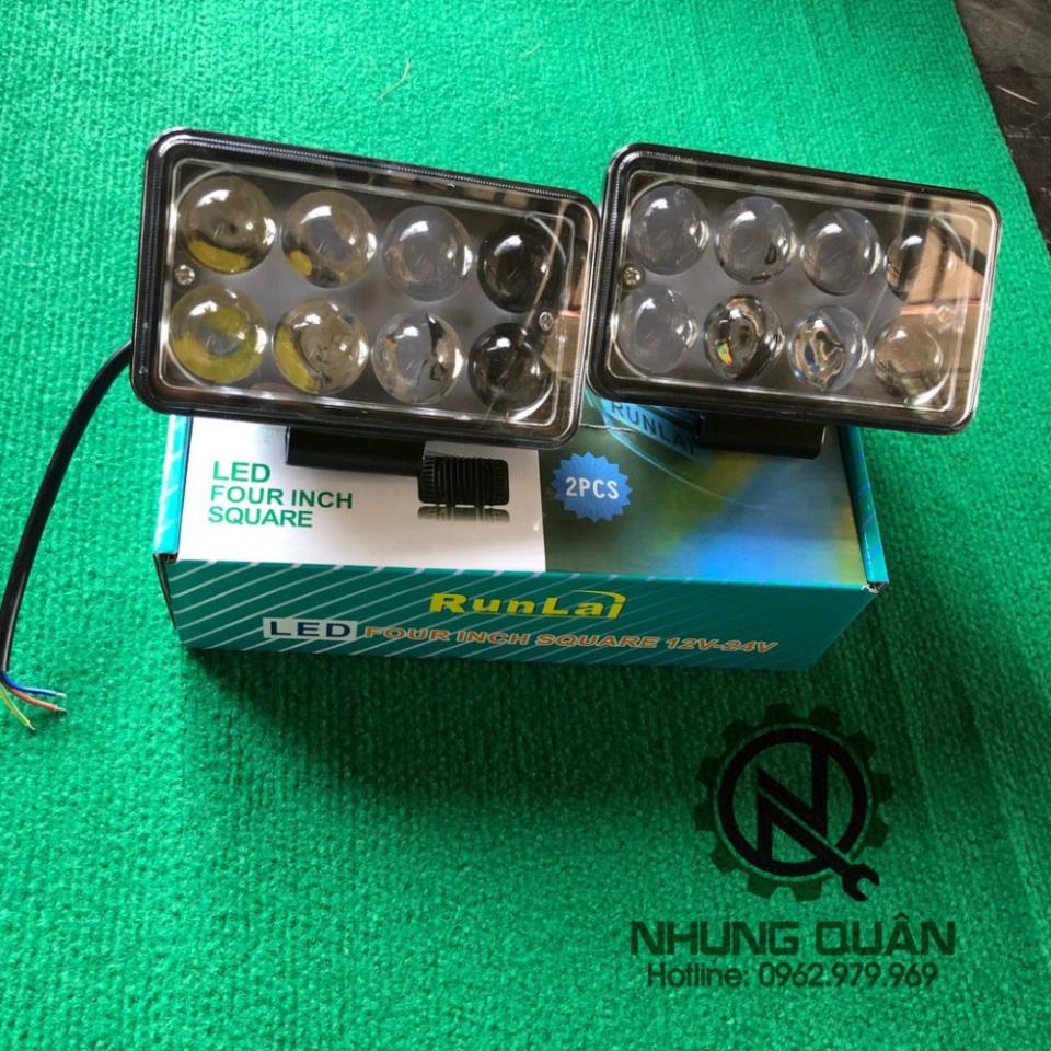 1 ĐÔI Đèn Led 8 Mắt Runlai .Siêu bền. Siêu Sáng . sử dụng chung điện 12v và 24v