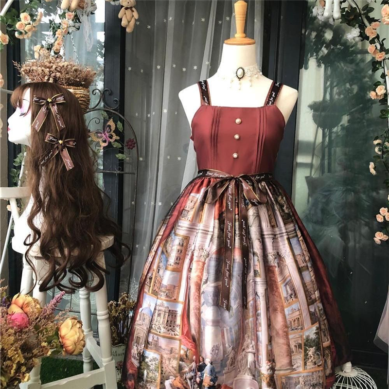 Đầm Lolita cổ điển họa tiết tranh sơn dầu hoàng gia | BigBuy360 - bigbuy360.vn