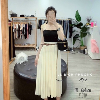 Chân Váy Xếp Ly Dài (Kèm Đai), Chất Voan Lụa 2 Lớp Cao Cấp 007