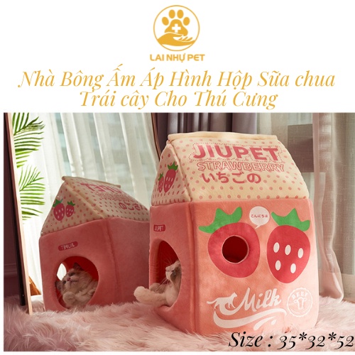 Nhà Bông Ấm Áp Hình Hộp Sữa Chua Cho Thú Cưng - Lai Nhự Pet