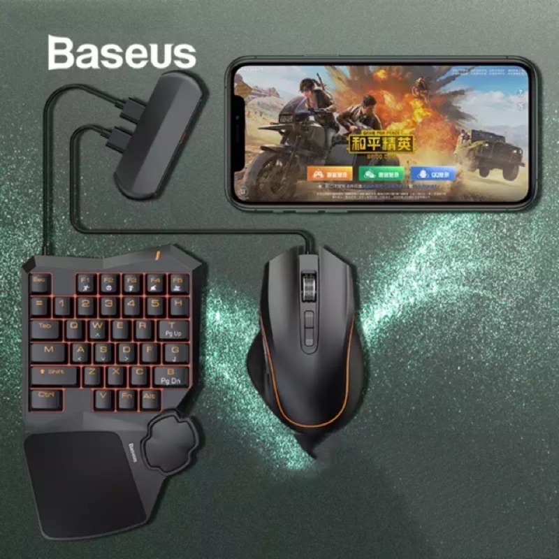 Bộ sản phẩm hỗ trợ chơi Game Baseus GAMO Mobile Game Suit (Combo Chuột +Bàn phím cơ+Adaptor cho Game thủ PUBG/Liên Quân)