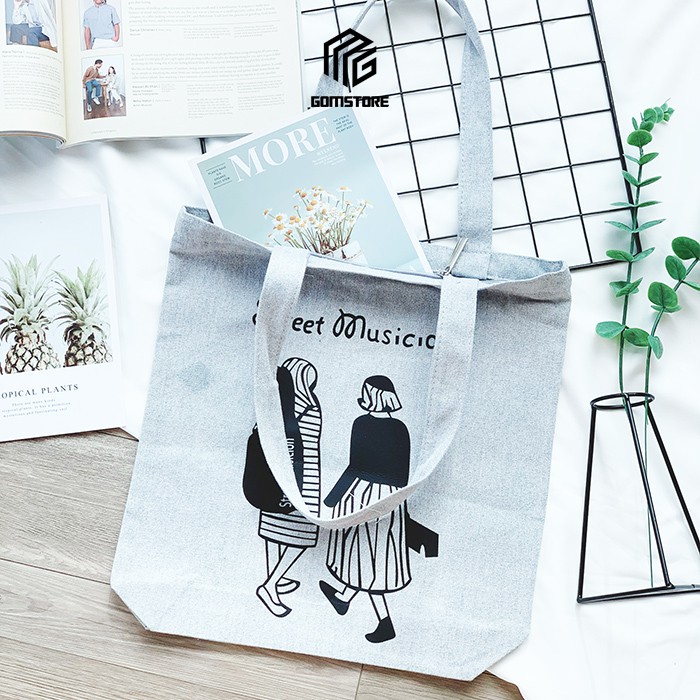 Túi tote GOM vải canvas ulzzang đựng đồ dễ thương nhiều mẫu phong cách Hàn Quốc