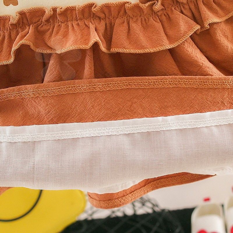 Đầm công chúa   tay dài viền ren bèo sành điệu cho bé 0-4 tuổi