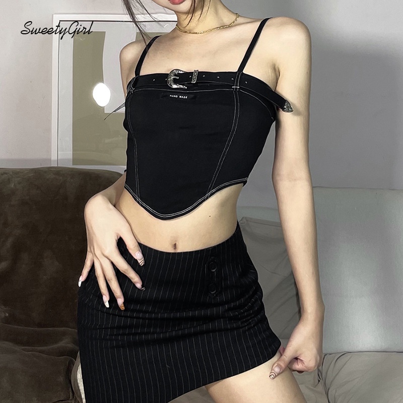 Áo Tank Top Hai Dây Màu Trơn Ôm Dáng Thời Trang Đường Phố Gợi Cảm Cho Nữ