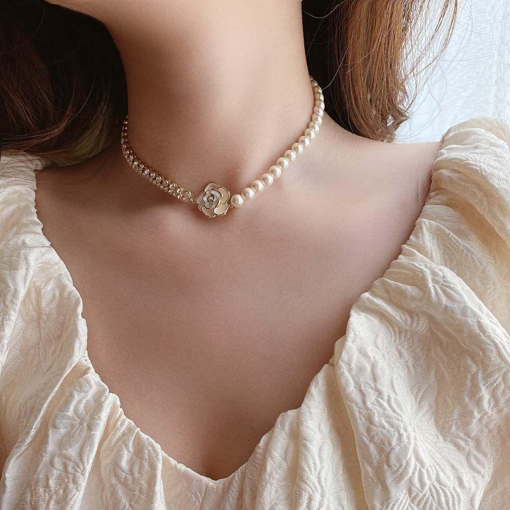 Vòng Cổ Choker Đính Hạt Ngọc Trai Nhân Tạo Phong Cách Vintage Thanh Lịch|Vòng Cổ Phong Cách Hàn Quốc