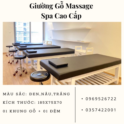 Giường spa chân gỗ giường massage gỗ chuyên dùng cho spa thẩm mỹ viện