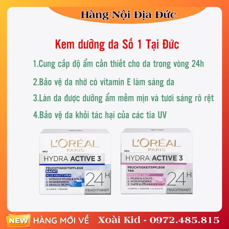 [Hàng nội địa Đức] KEM DƯỠNG DA L’Oréal Hydra Active 24H của Đức