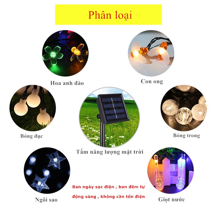 Đèn LED hoa tuyết năng lượng mặt trời làm đèn decor, trang trí sân vườn ,ban công,ngoài trời không thấm nước.